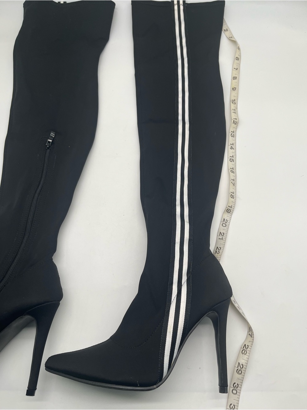 Bella LumaWomen’s Thigh High Stiletto Boots Black Stripe Sz 8 - Picture 6 of 13